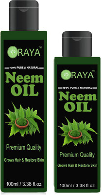 

ORAYA 100% Organic Neem Oil Undiluted Cold Pressed Refined Cosmetic Grade For Aromathe Combo Set(200 ml+100 ml)Bottles Hair Oil (300 g) Hair Oil (300 ml)(300 ml)