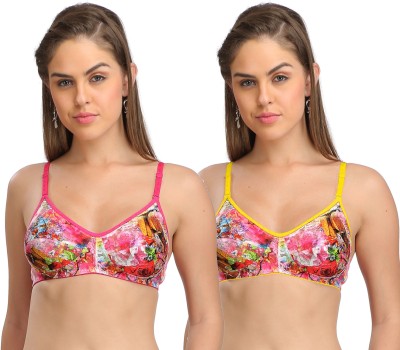 Selfcare Floral Print Women T-Shirt Non Padded Bra(Multicolor)