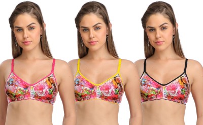 Selfcare Floral Print Women T-Shirt Lightly Padded Bra(Multicolor)