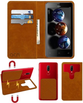ACM Flip Cover for Lava Iris 502(Gold, Cases with Holder, Pack of: 1)