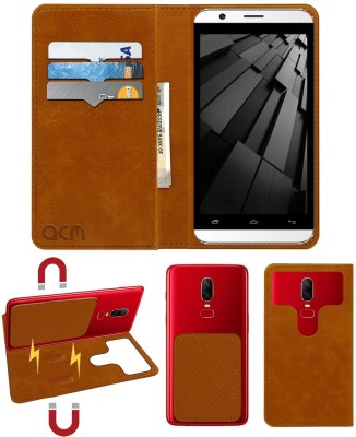 ACM Flip Cover for Intex Aqua Young(Gold, Cases with Holder, Pack of: 1)