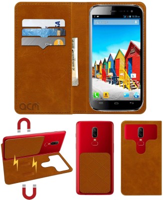 ACM Flip Cover for Micromax Superfone Canvas 3 A116(Gold, Cases with Holder, Pack of: 1)