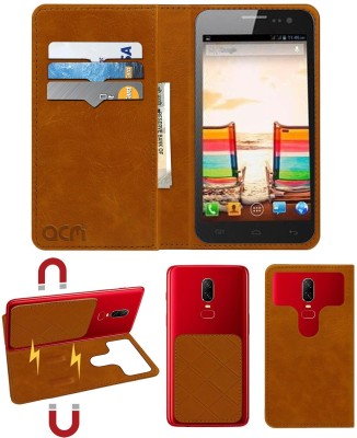 ACM Flip Cover for Micromax Canvas 2.2 A114(Gold, Cases with Holder, Pack of: 1)