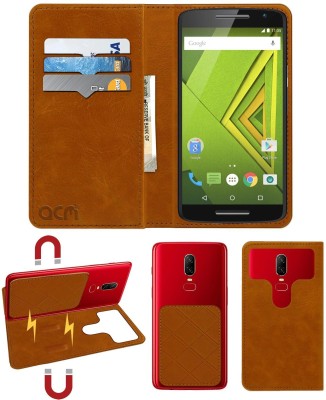 ACM Flip Cover for Motorola Moto X Play Xt1562(Gold, Cases with Holder, Pack of: 1)