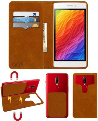 ACM Flip Cover for Intex Aqua Ace Mini(Gold, Cases with Holder, Pack of: 1)