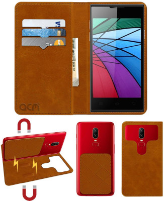 ACM Flip Cover for Hsl H1 Smart(Gold, Cases with Holder, Pack of: 1)