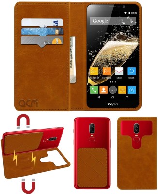 ACM Flip Cover for Zopo Zp951 Speed 7(Gold, Cases with Holder, Pack of: 1)