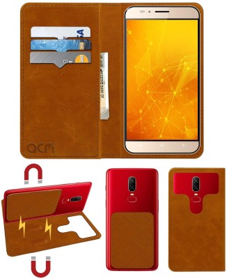 ACM Flip Cover for Intex Aqua Turbo 4g(Gold, Cases with Holder, Pack of: 1)