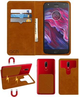 ACM Flip Cover for Motorola Moto X4(Gold, Cases with Holder, Pack of: 1)