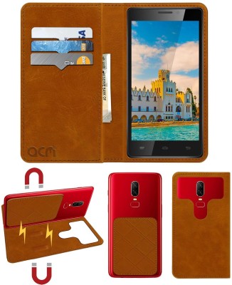 ACM Flip Cover for Intex Aqua Power Hd 4g(Gold, Cases with Holder, Pack of: 1)