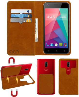 ACM Flip Cover for Swipe Konnect Power(Gold, Cases with Holder, Pack of: 1)