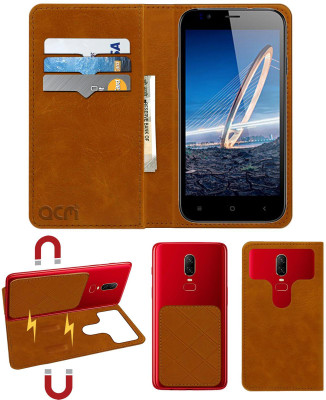 ACM Flip Cover for Karbonn Aura 9(Gold, Cases with Holder, Pack of: 1)