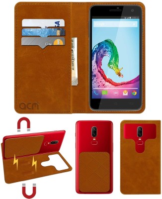 ACM Flip Cover for Lava Iris X5(Gold, Cases with Holder, Pack of: 1)