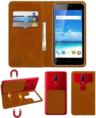 ACM Flip Cover for Swipe Konnect Prime 4g(Gold, Cases with Holder, Pack of: 1)