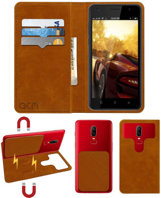 ACM Flip Cover for Ivoomi Me 5 Iv 505(Gold, Cases with Holder, Pack of: 1)