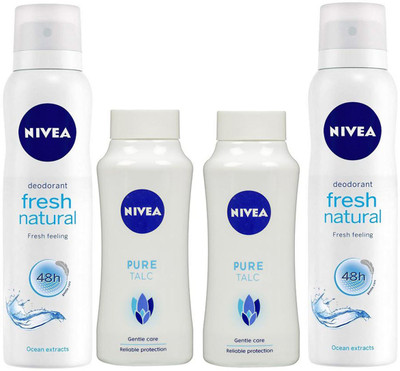 

Nivea FRESH NATURAL Deodorant & PURE TALC(Set of 4)