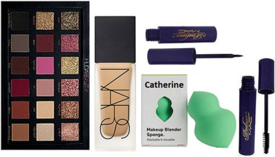 

catherine Sponge puff, eyeliner & mascara, palette, foundation(Set of 5)