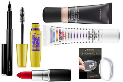 

Ultimate Silicon Puff, Foundation & Lightfull Tinted Cream SPF 30, Pen Eyeliner,Matte Finish Lipstick, The Magnum Volume Express Mascara(Set of 6)