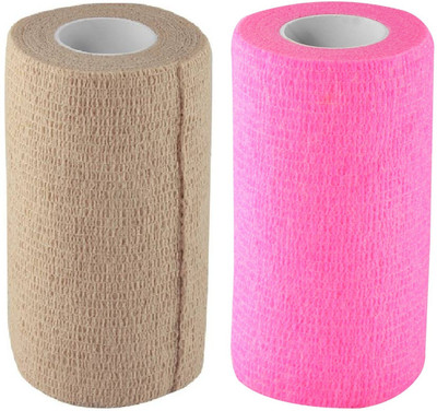 

A-TAPE Self Adhesive Bandage Cohesive Beige & Pink (10 cm X 4.5 meters, Pack of 2) Elastic Crepe Bandage