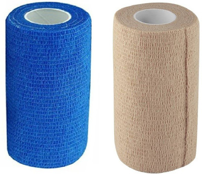 

A-TAPE Self Adhesive Bandage Cohesive Beige & Blue (10 cm X 4.5 meters, Pack of 2) Elastic Crepe Bandage