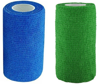 

A-TAPE Self Adhesive Bandage Cohesive Blue & Green (10 cm X 4.5 meters, Pack of 2) Elastic Crepe Bandage