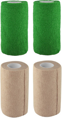 

A-TAPE Self Adhesive Bandage Cohesive Green & Beige (10 cm X 4.5 meters, Pack of 4) Elastic Crepe Bandage