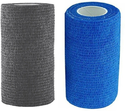 

A-TAPE Self Adhesive Bandage Cohesive Black & Blue (10 cm X 4.5 meters, Pack of 2) Elastic Crepe Bandage