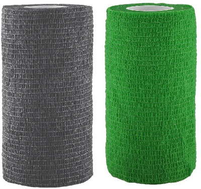 

A-TAPE Self Adhesive Bandage Cohesive Black & Green (10 cm X 4.5 meters, Pack of 2) Elastic Crepe Bandage