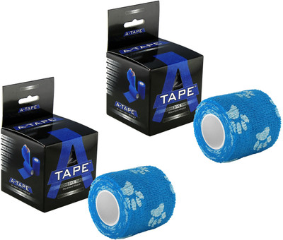 

A-TAPE Self Adhesive Bandage Cohesive Blue Paw Design (5 cm X 4.5 meters, Pack of 2) Elastic Crepe Bandage