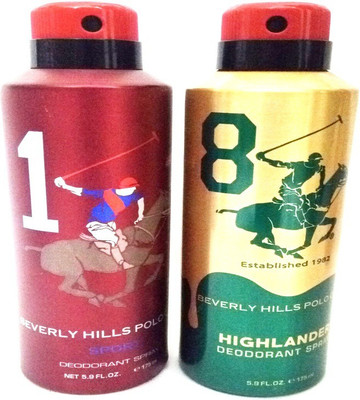 

Beverly Hills Polo Club 1 AND HIGHLANDER Deodorant Spray - For Men(350 ml, Pack of 2)