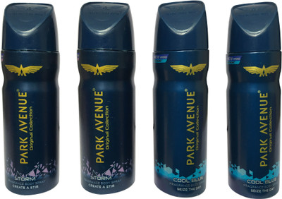 

Park Avenue 2 STORM & 2 COOL BLUE ( PACK OF 4) Deodorant Spray - For Men(150 ml, Pack of 4)