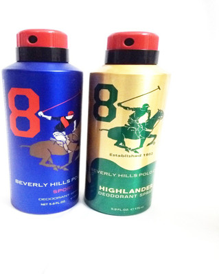 

Beverly Hills Polo Club 8 AND HIGHLANDER Deodorant Spray - For Men(350 ml, Pack of 2)
