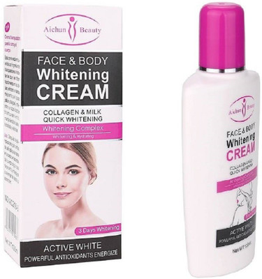 

Aichun Beauty Whitening Cream for Face and Body - Collagen & Milk Quick Whitening Powerful Antioxidants Energize- Body, Face Whitening & Hydrating (3 Days Formula)(120 ml)