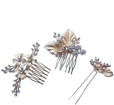 

Pijn Partywear Stone Hair Pin Pack Of 3 Hair Pin(Gold)
