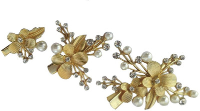 

Pijn Partywear Stone Hair Pin Pack Of 3 Hair Pin(Gold)