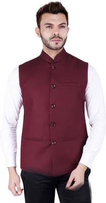 Badoliyasons Sleeveless Self Design Men Jacket