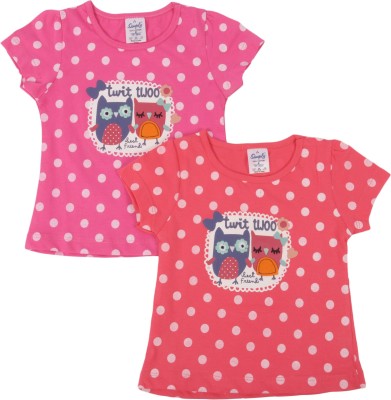 simply Baby Girls Party Cotton Blend Top(Pink, Pack of 2)