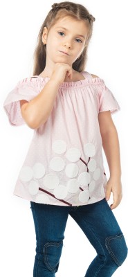 Cherry Crumble by Nitt Hyman Baby Girls Casual Cotton Blend Top(Pink, Pack of 1)