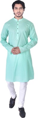 Manthan Men Self Design Straight Kurta(Light Blue)