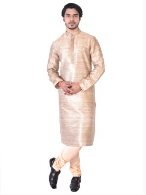 Manthan Men Self Design Straight Kurta(Beige)