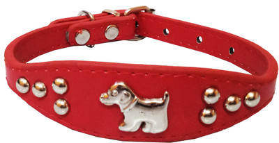 

Petshop7 Petshop7 Export Quality PU Leather Puppy Collar with Studs 0.50 "in" (Neck Size - 9.5-12) Dog Everyday Collar(, Red