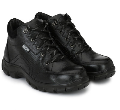 

Manslam Genuine Leather Safety Shoe with Steel Toe Boots For Men(Black