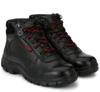 

Manslam Genuine Leather Safety Shoe with Steel Toe Boots For Men(Black
