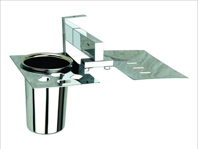 

Winmax Soap Dish with Tumbler Holder Or Soap Case with Toothbrush Stand for Bathroom and Kitchen (Glossy Finish, High Grade 304 Stainless Steel, Anti Rust)(Silver)