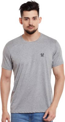 VIMAL JONNEY Solid Men Round Neck Silver T-Shirt