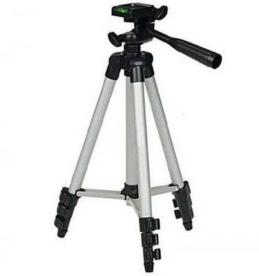 GROSTAR Tripod-3110 Portable Adjustable Aluminum Lightweight Camera Stand With Three-Dimensional Head & Quick Release Plate For Video Cameras and mobile Tripod(Silver, Black, Supports Up to 3200 g)