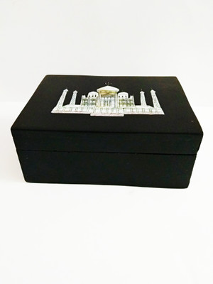 

Tanishka Creations Marble Jewellery Box With Ingrave Taj Mahal Jewellery Vanity Box(Black, White)