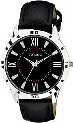 Tarido Exclusive Black color in Roman dial Genuine Leather strap watch for Official man & boys Analog Watch  - For Men