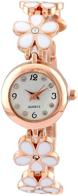 

Pappi Boss Designer White Flower Golden Chain Bracelet Watch - For Women