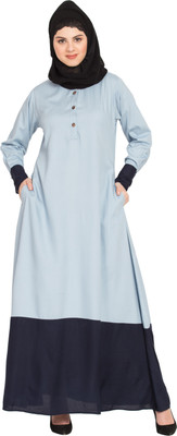 Nazneen Cotton Blend Solid Abaya(Blue)